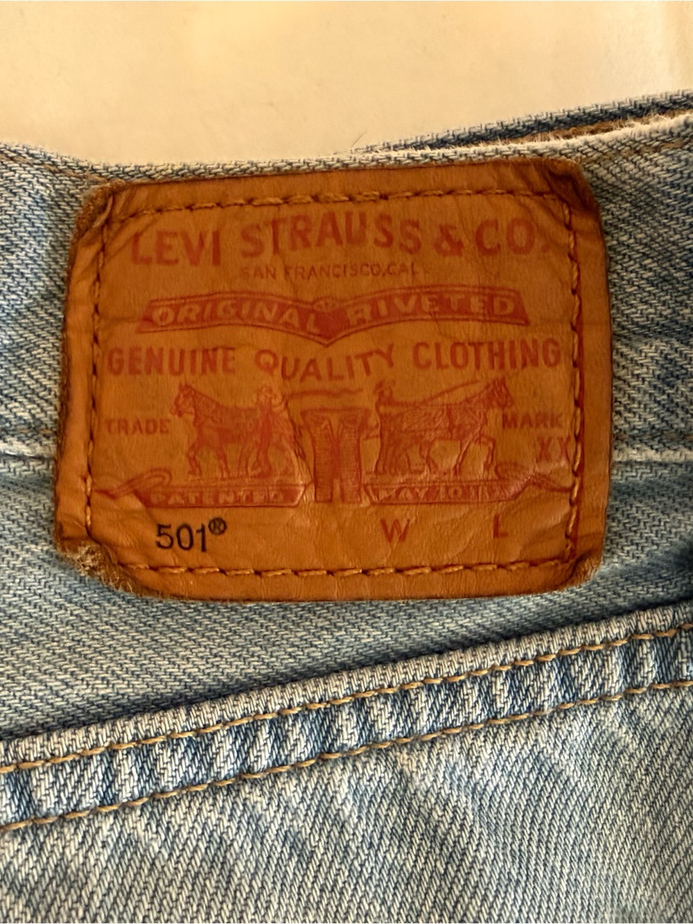 Levi’s Premium 501 Big E Red Tab Jeans 31x29 Light Wash Button Fly 2019